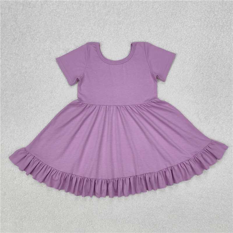 RTS NO MOQ Summer Baby Girls Dresses GSD1914 Lavender Twirl Ruffle Knee Length Dresses