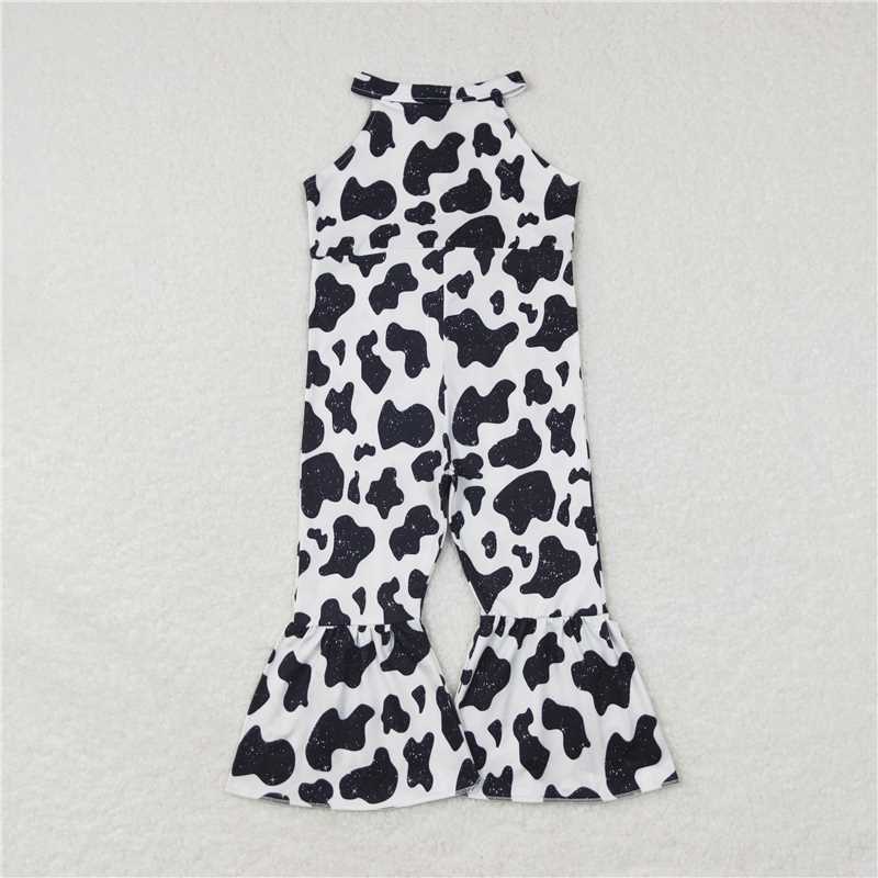 RTS NO MOQ Summer Baby Girls Bodysuit SR0444 Black White Western Cow Print Jumpsuits