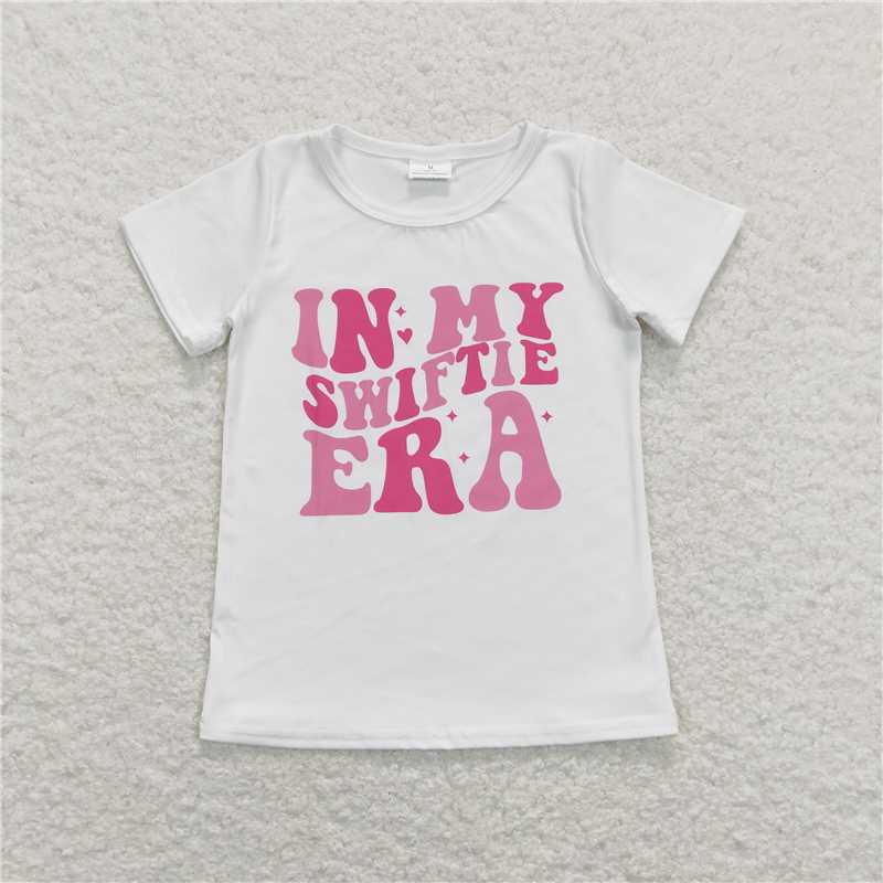 5.20 RTS NO MOQ Summer Baby Girls Short Sleeve GT0437 In My Era Singer White Short Sleeve Tee Shirts Tops