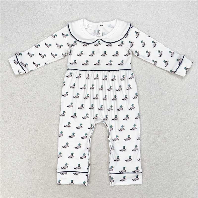 7.12 RTS NO MOQ Baby Girls Bodysuit LR0943 Long Sleeve Ducks Collar Rompers