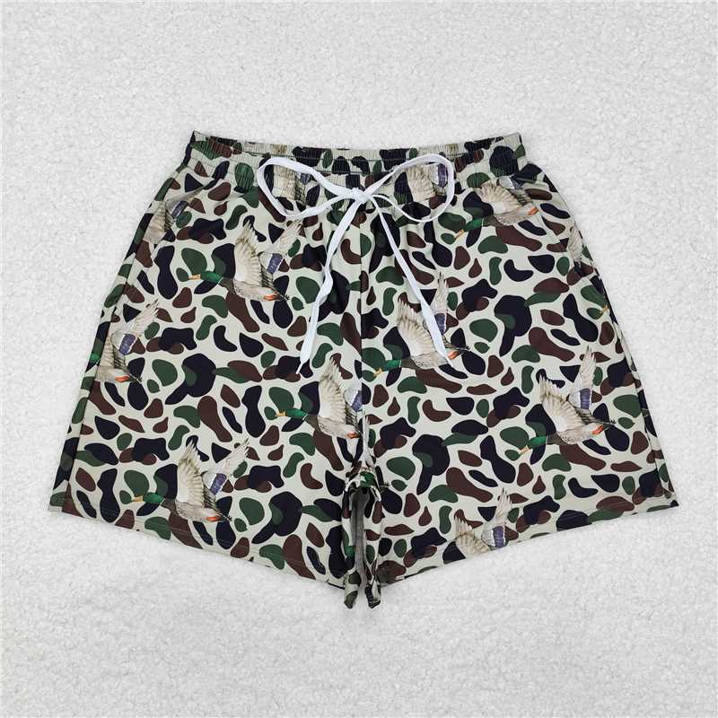 RTS NO MOQ Adult Man Summer Pants S0468 Green Duck Camouflage Pockets Bottom Trunks Shorts Swimwear