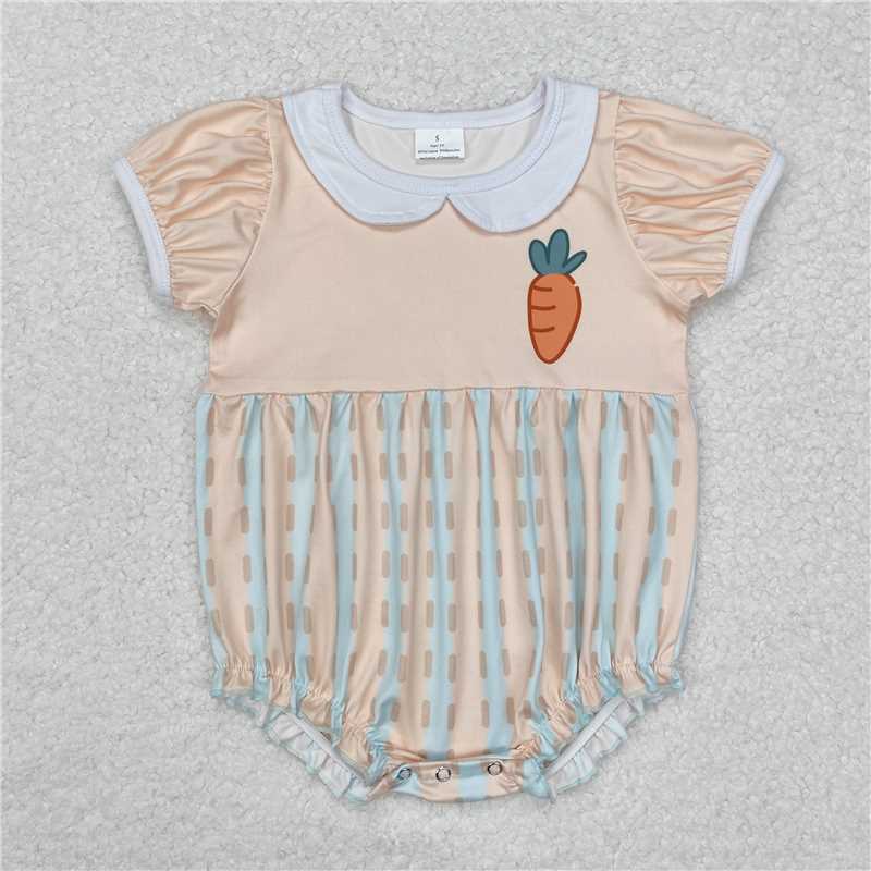 7.11 RTS NO MOQ Summer Baby Girls Bodysuit SR2225 Easter Carrot Short Sleeve Rompers