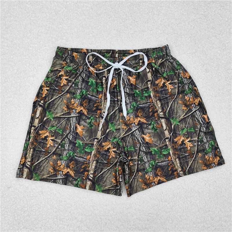 RTS NO MOQ Adult Man Summer Pants S0472 Leaves Camouflage Pockets Bottom Trunks Shorts Swimwear