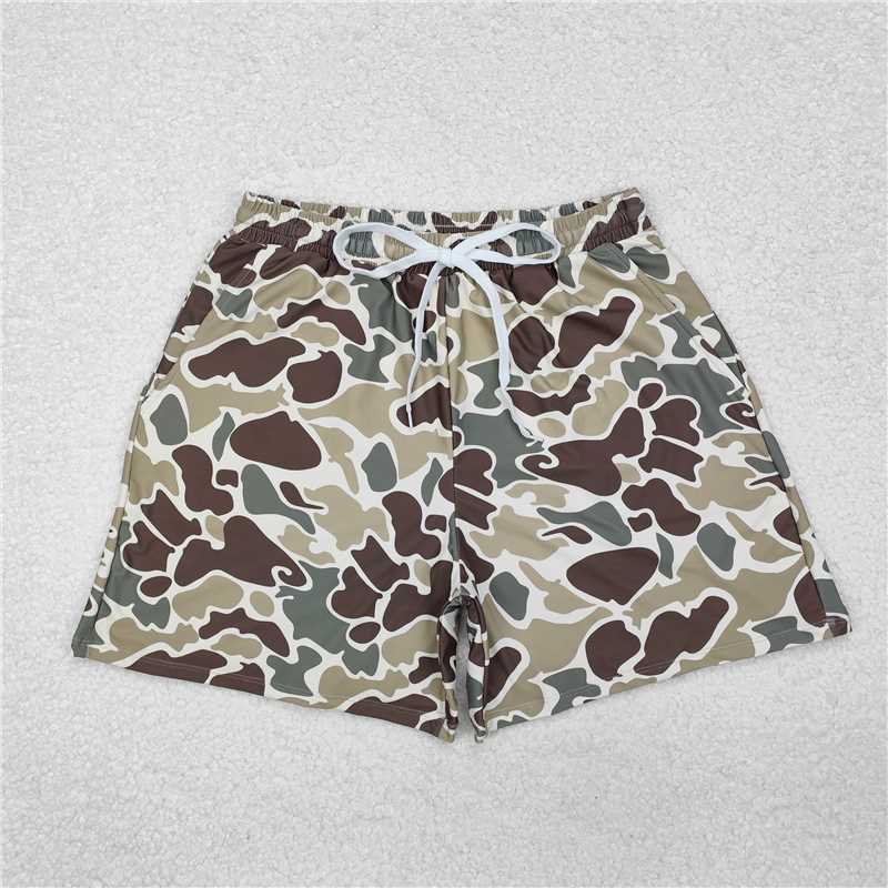 RTS NO MOQ Adult Man Summer Pants S0474 Green Camouflage Pockets Bottom Trunks Shorts Swimwear