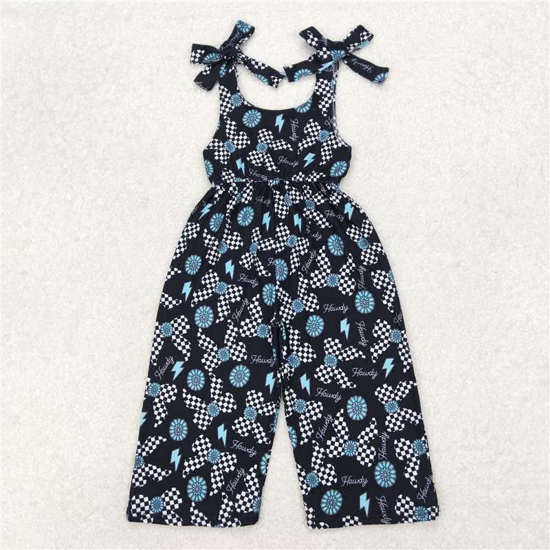 RTS NO MOQ Summer Baby Girls Bodysuit SR2466 Straps Western Turquoise Jumpsuits