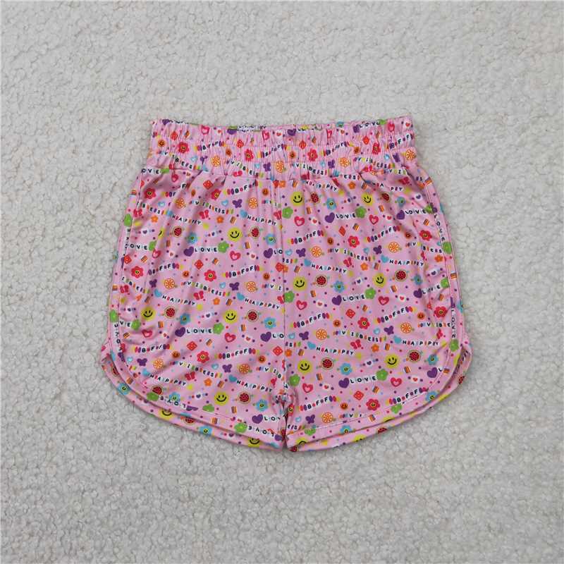 RTS NO MOQ Baby Girls Summer Pants SS0484 Pink Floral Hearts Shorts Bottoms