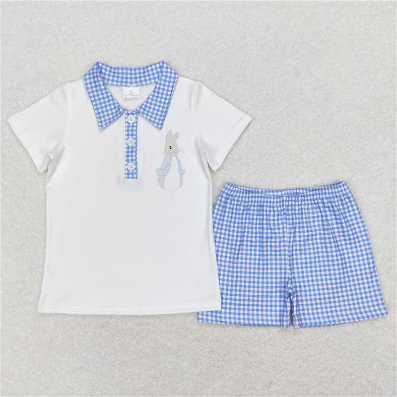 RTS NO MOQ Baby Boys kids Summer Sets BSSO0415 Bunny Easter Pullover Tee Shirts Tops Shorts Clothes Sets