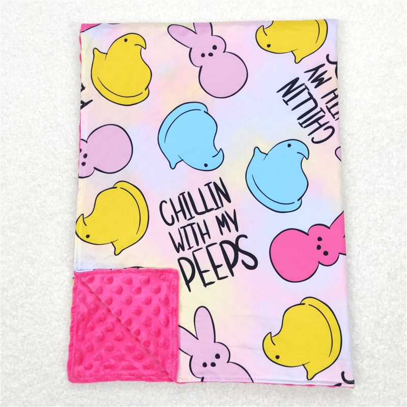 RTS NO MOQ Baby Kids Carpet BL0093 Easter Hot Pink Rabbits Blankets