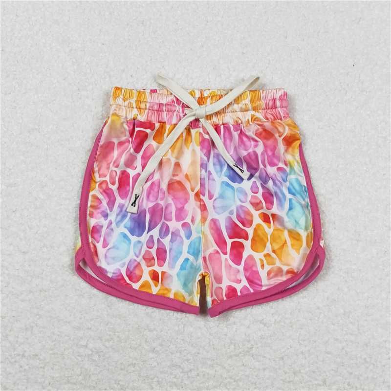 RTS NO MOQ Baby Girls Summer Pants SS0229 Hot Pink Colorful Leopard Shorts Bottoms