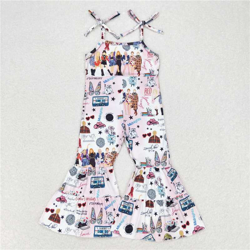 RTS NO MOQ Summer Baby Girls Bodysuit SR1474 Pink Singer Butterfly Straps Jumpsuits
