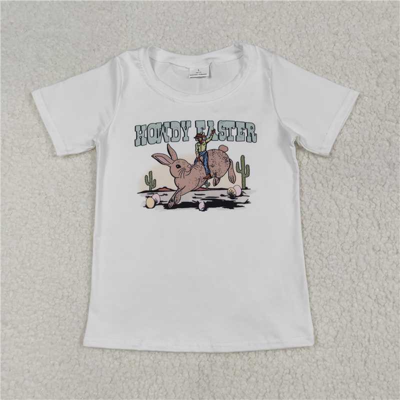 RTS NO MOQ Summer Baby Boys Shirt BT0559 Howdy Easter Rabbit Cactus Tee Shirts Tops