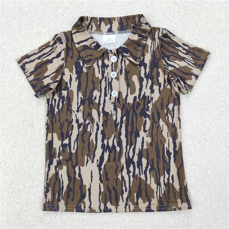 RTS NO MOQ Summer Baby Boys Shirt BT1207 Short Sleeve Bottomland Camo Button Polo Shirts Tops