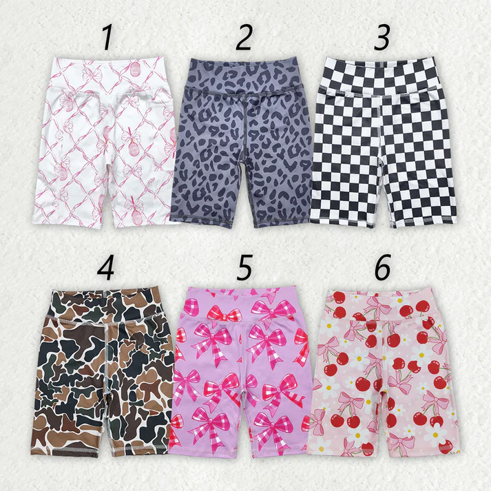 RTS NO MOQ Summer Sibling Baby Girls 6 Colors High Waist Tennis Yoga Biking Shorts Bottoms