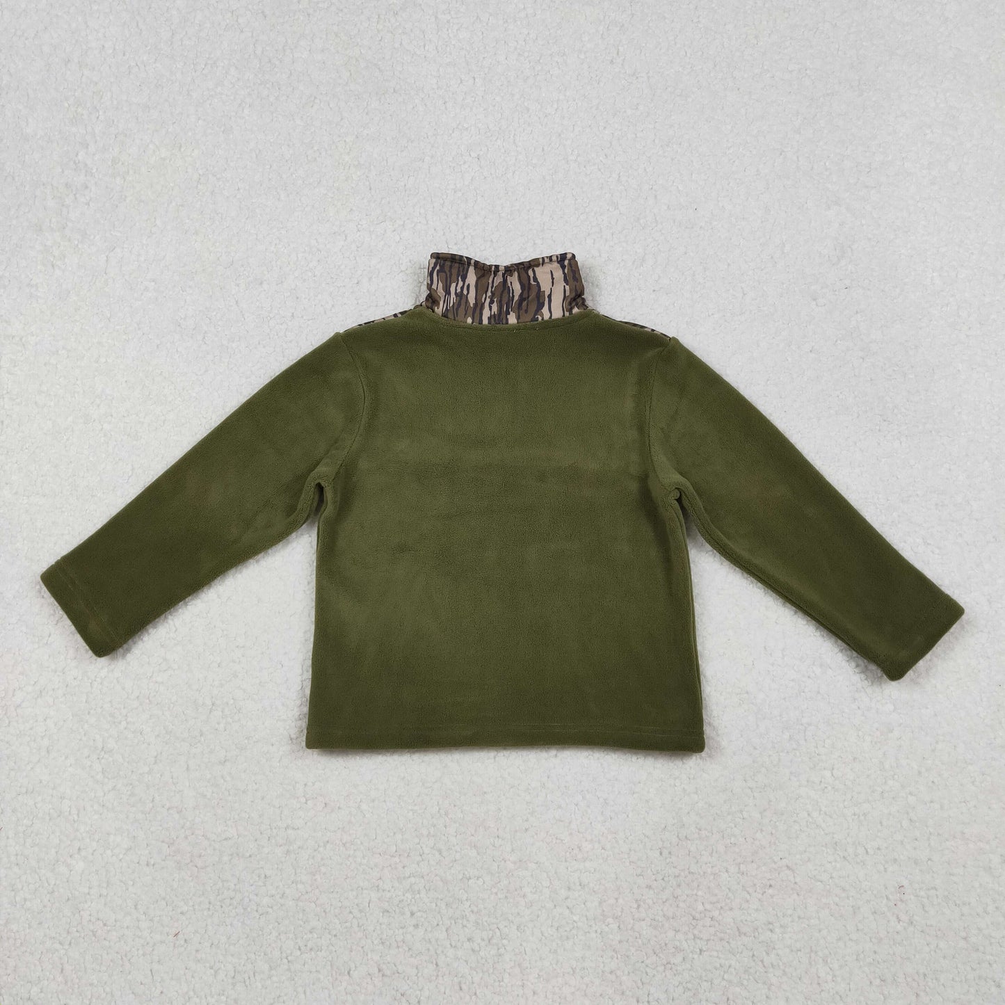 RTS Baby Boy Green Long Sleeves Camo Zipper Fleece Pullover Shirt Tops