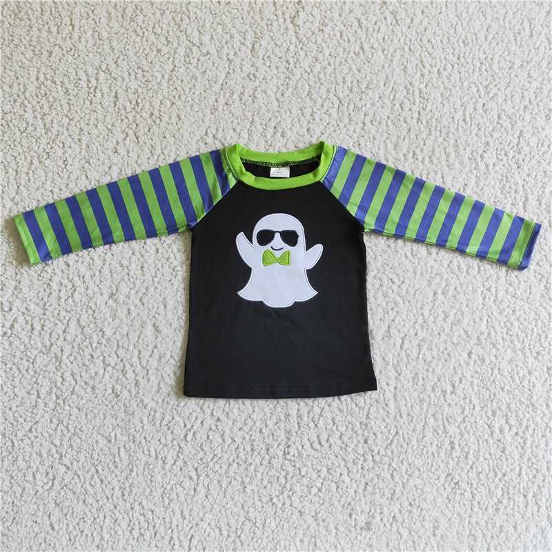 8.8 RTS NO MOQ Baby Boys Long Sleeve BT0066 Halloween ghost long sleeve shirts