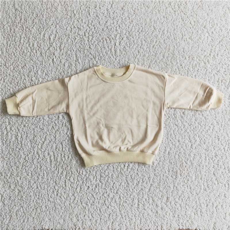 7.8 RTS NO MOQ Baby Girls Long Sleeve GT0050 Beige Cotton Long Sleeve Sweaters