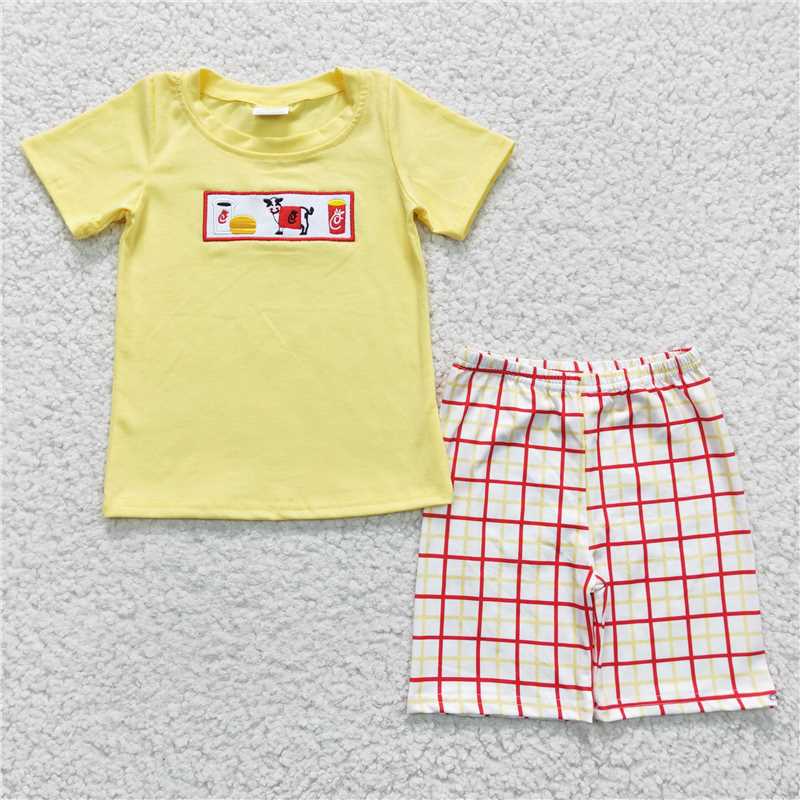 8.11 RTS NO MOQ Baby Boys kids Summer Sets BSSO0112 Milk Cow Fries shorts sets