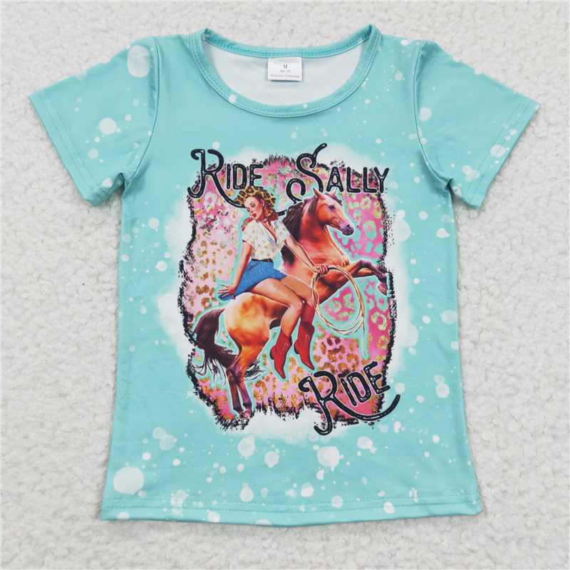 7.24 RTS NO MOQ Summer Baby Girls Short Sleeve GT0170 Western Riding Short Sleeve Tee Shirts