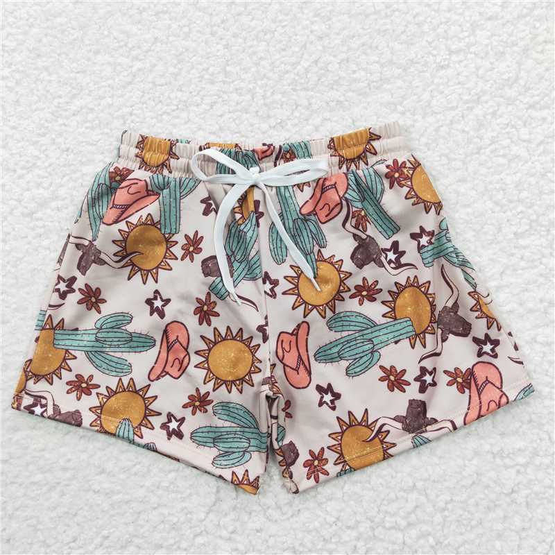 6.2 RTS NO MOQ Baby Boys Summer Pants S0030 Cactus Western Trunks Swimsuits