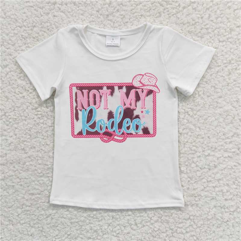 7.25 RTS NO MOQ Summer Baby Girls Short Sleeve GT0139 Western Not My Rodeo Short Sleeve Tee Shirts