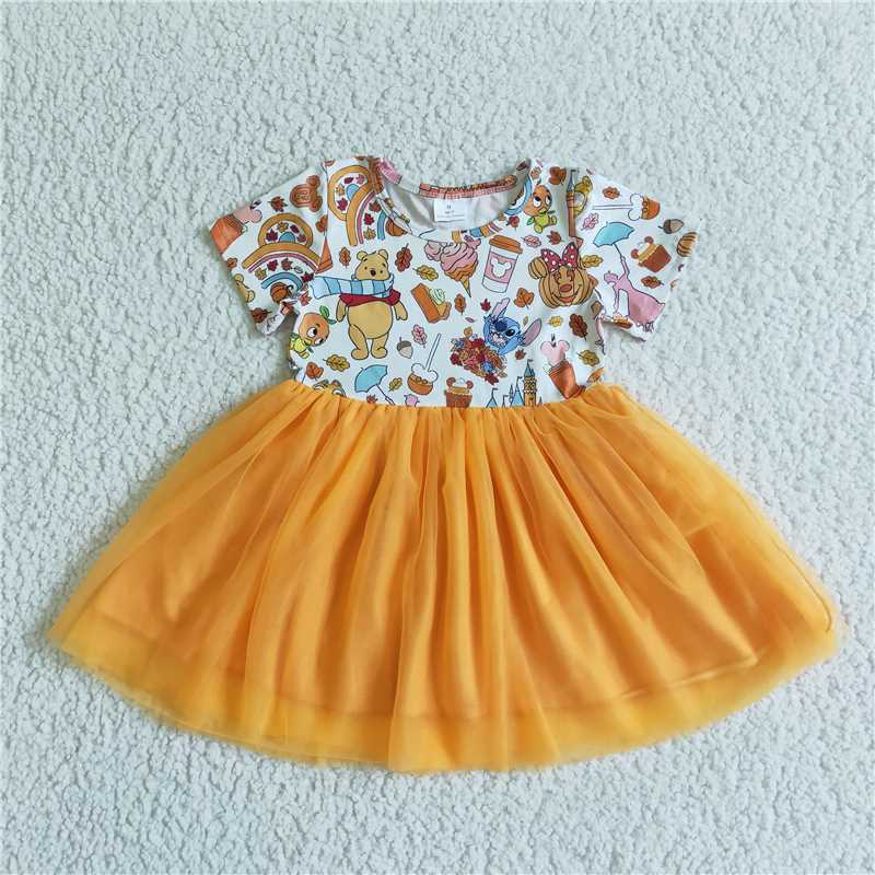 8.5 RTS NO MOQ Summer Baby Girls Dresses GSD0135 Halloween cartoon tutu knee length dresses