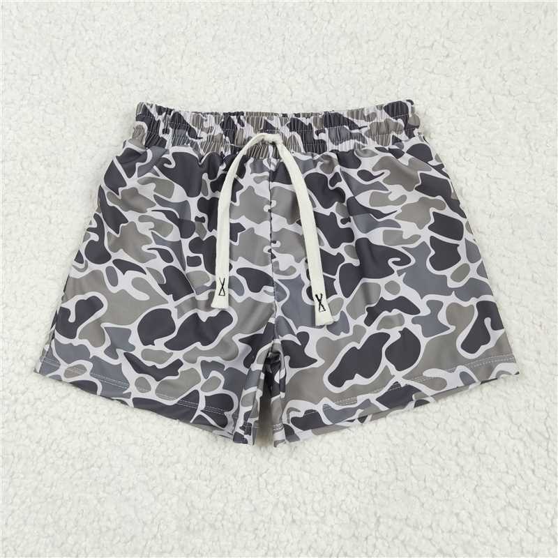 5.16 RTS NO MOQ Baby Boys Summer Pants SS0079 Camo Grey Trunk Swimsuits