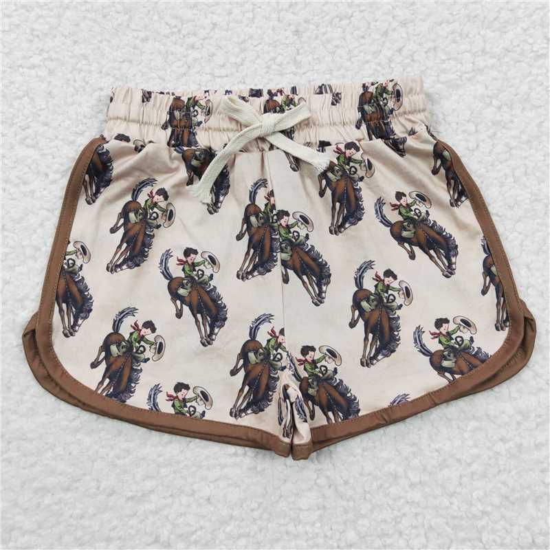 6.24 RTS NO MOQ Baby Girls Summer Pants SS0088 Western Rodeo Sports Summer Shorts
