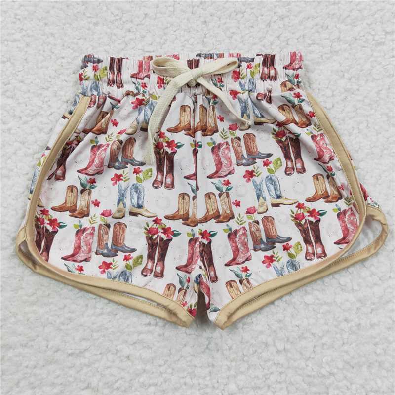 6.24 RTS NO MOQ Baby Girls Summer Pants SS0085 Western Boots Sports Summer Shorts