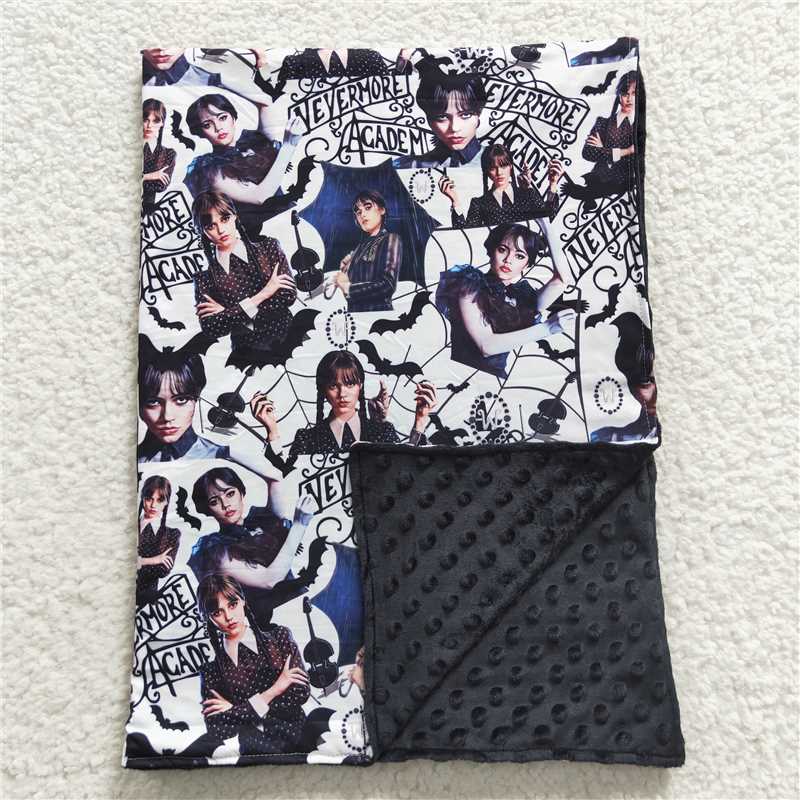 RTS NO MOQ Baby Kids Carpet BL0051 Black Minky Polka Dots Blankets