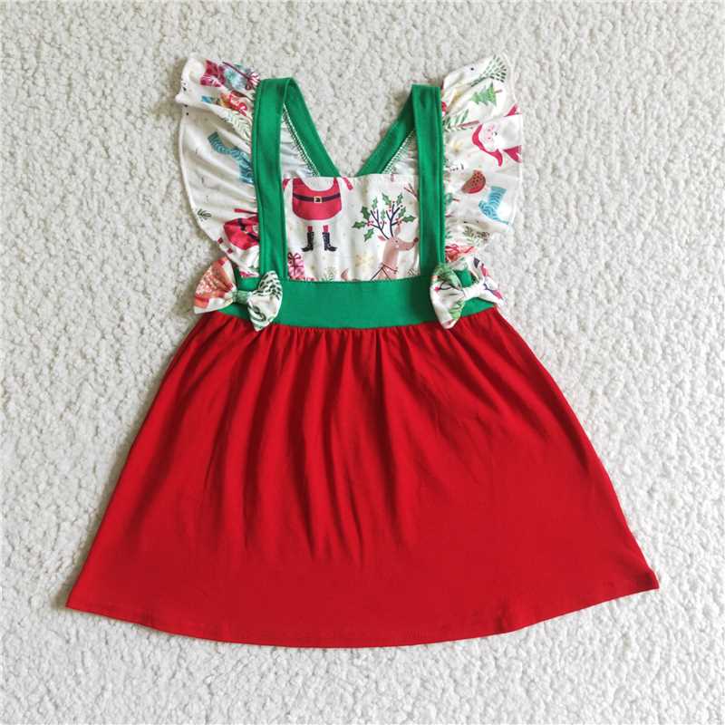 8.5 RTS NO MOQ Summer Baby Girls Dresses GSD0142 Christmas red color knee length dresses