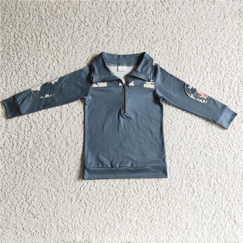 7.21 RTS NO MOQ Baby Boys Long Sleeve BT0112 Green Deer Christmas Pullovers