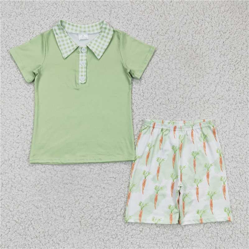 8.11 RTS NO MOQ Baby Boys kids Summer Sets BSSO0095 Easter Carrot shorts sets