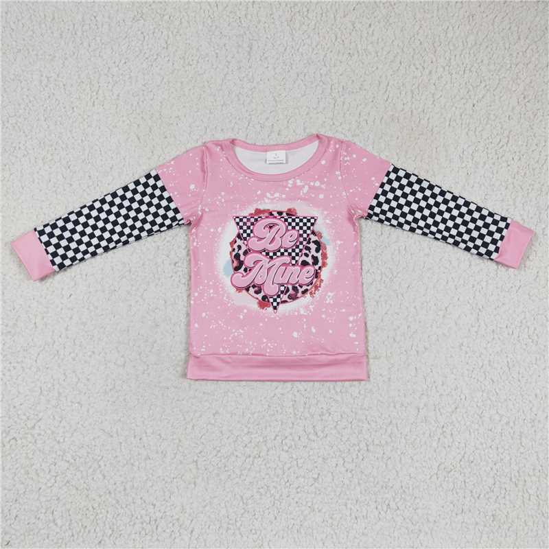 7.8 RTS NO MOQ Baby Girls Long Sleeve GT0086 Valentines Be Mine Long Sleeve Shirts Tops