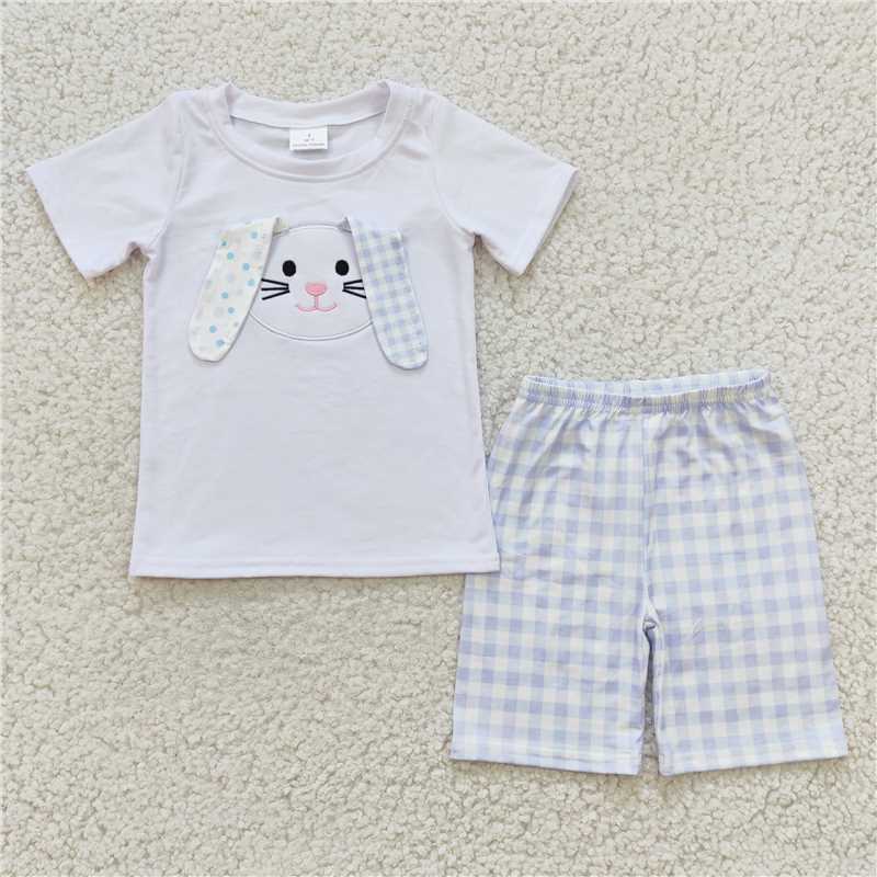 8.11 RTS NO MOQ Baby Boys kids Summer Sets BSSO0090 Easter rabbit shorts sets