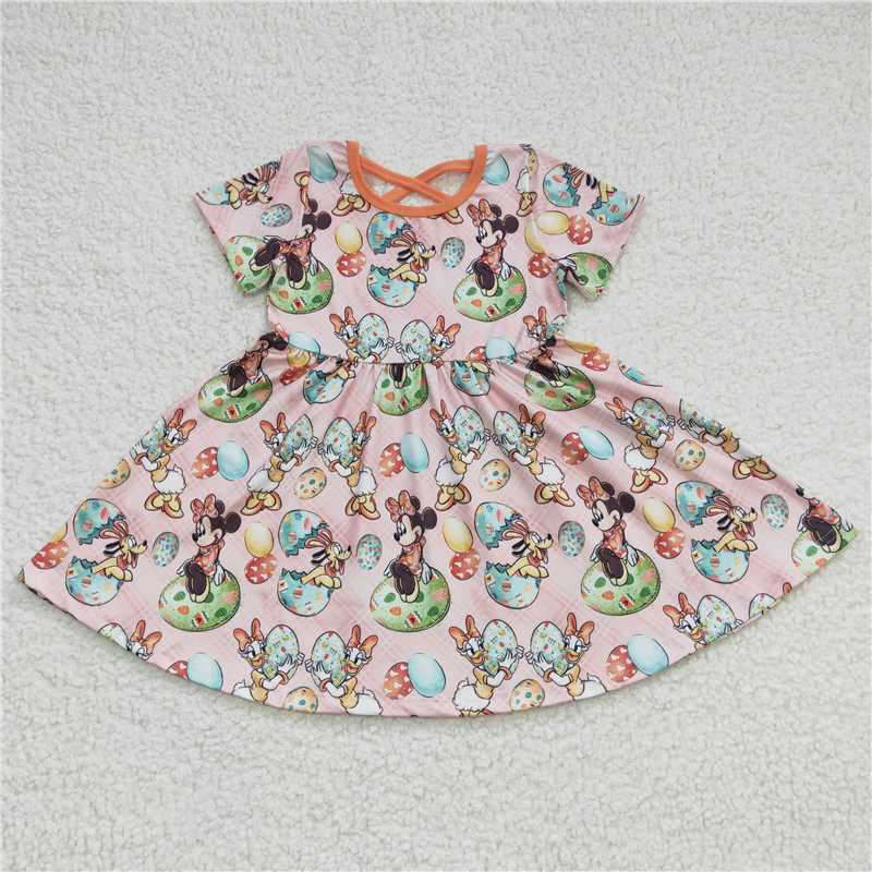 8.4 RTS NO MOQ Summer Baby Girls Dresses GSD0222 Easter Bunny Knee Length Dresses