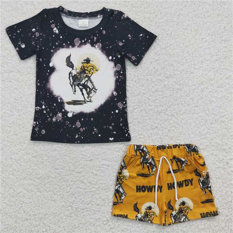 8.9 RTS NO MOQ Baby Boys kids Summer Sets BSSO0197 Howdy Horse Summer Shorts Sets