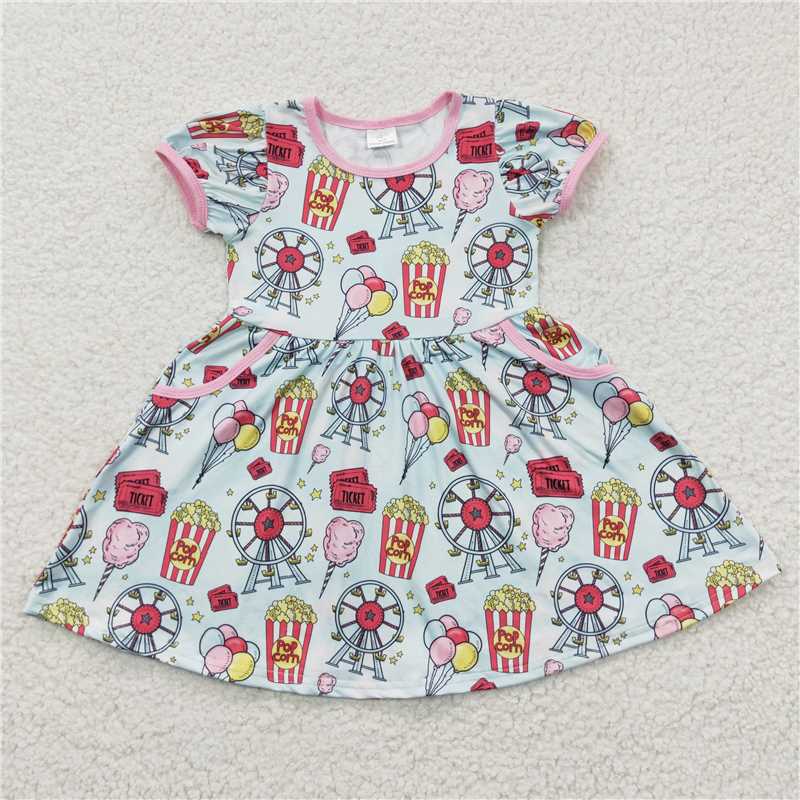 8.4 RTS NO MOQ Summer Baby Girls Dresses GSD0327 Balloon Chips County Fair Knee Length Dresses