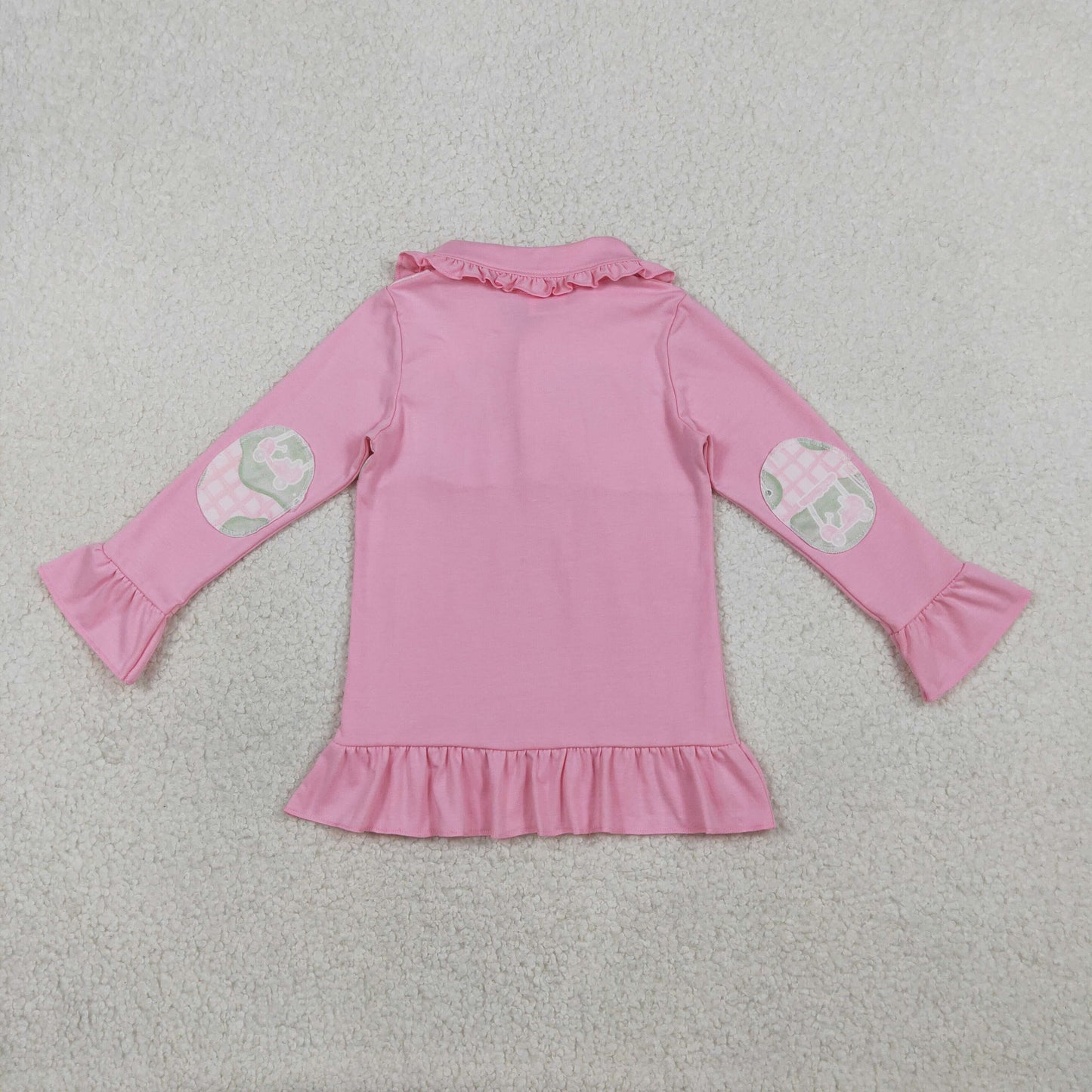 RTS Baby Girls Kids Pink Long Sleeves Golf Buttons Pullover Shirt