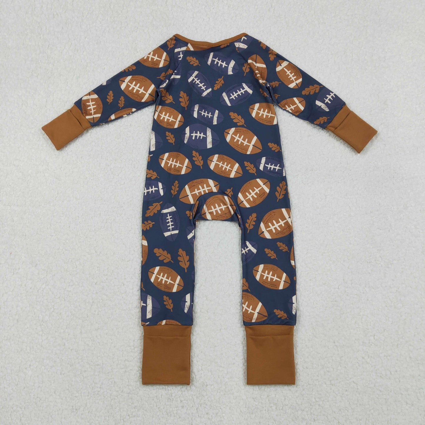 RTS Baby Kids Infant Long Sleeves Football Fall Zipper Romper