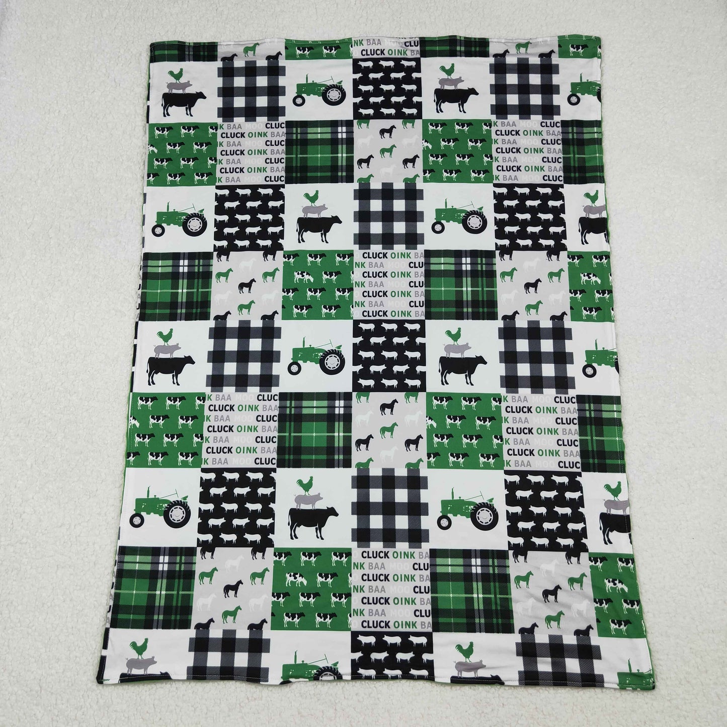 RTS Baby Boy Toddler Farm Animals Trucks Green Blanket