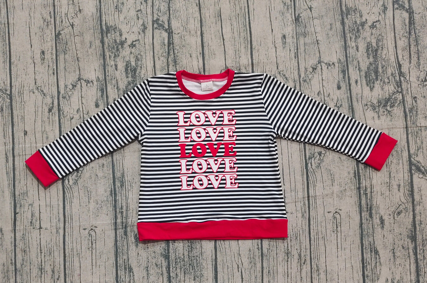 RTS Kids Toddler Long Sleeves Stripes Love Valentine's Day Shirt