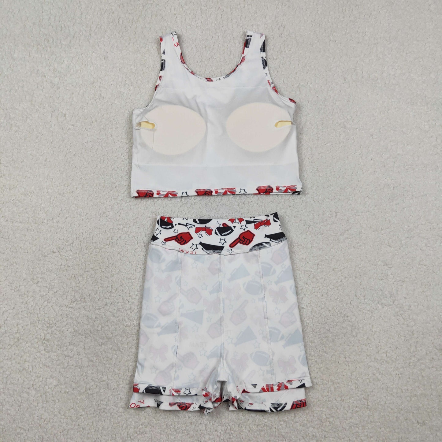 Baby Girls Kids Football Stars Bows Cheer Tops Skort Team Yoga Active Set RTS