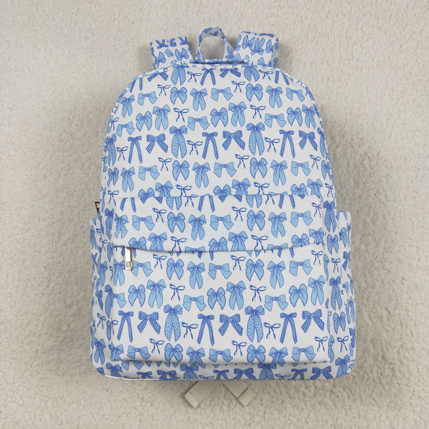 7.29 RTS NO MOQ Baby Kids Backpacks BA0322 Sky Blue Bows Plaid Zipper School Back Bags