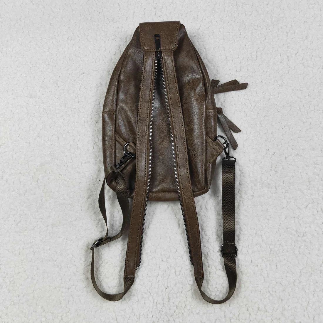 USA Shop RTS Dark Brown Zipper Flowers Back Bags