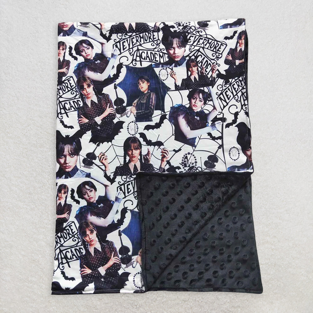 6.5 RTS NO MOQ Baby Kids Carpet BL0051 Black Minky Polka Dots Blankets