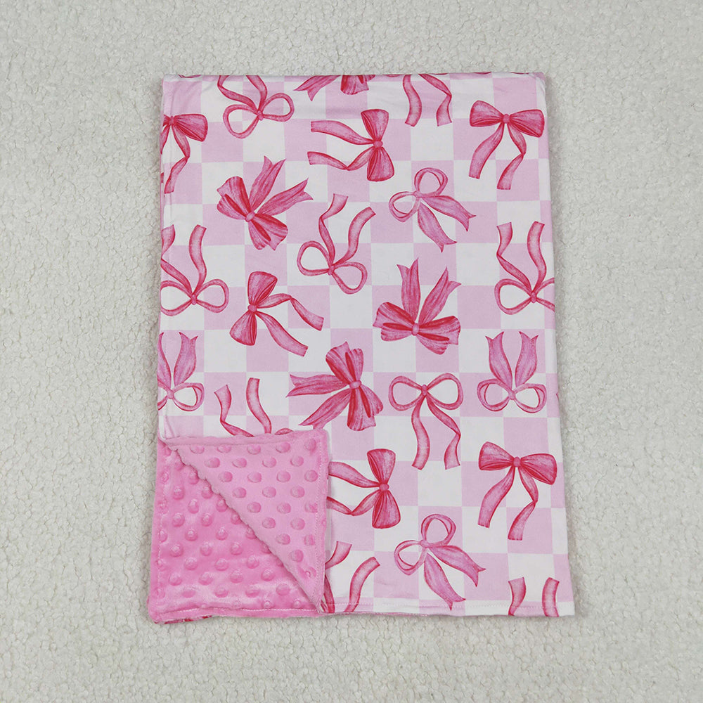 6.16 RTS NO MOQ Baby Kids Carpet BL0206 Pink Bows Plaid Blankets