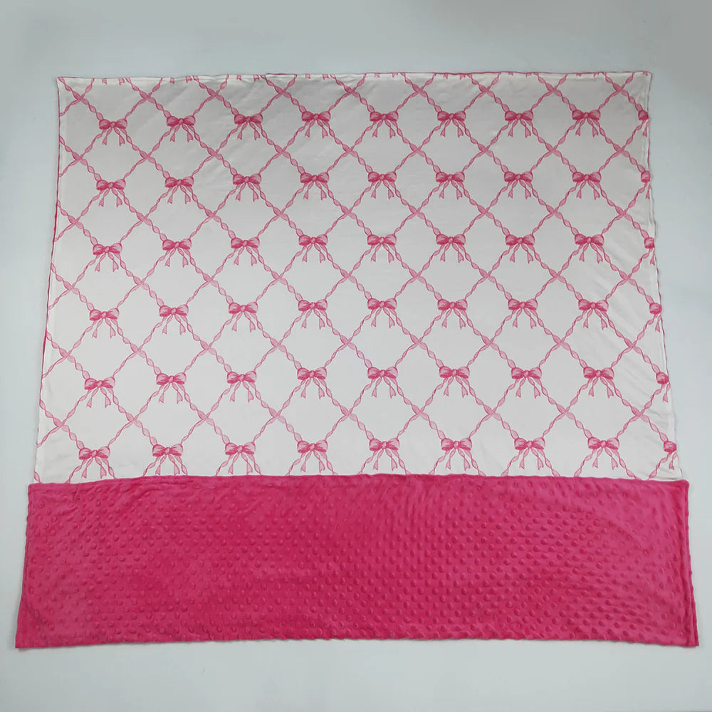 USA Shop RTS Baby Girls Kids Toddler Bows Minky Pink Blanket