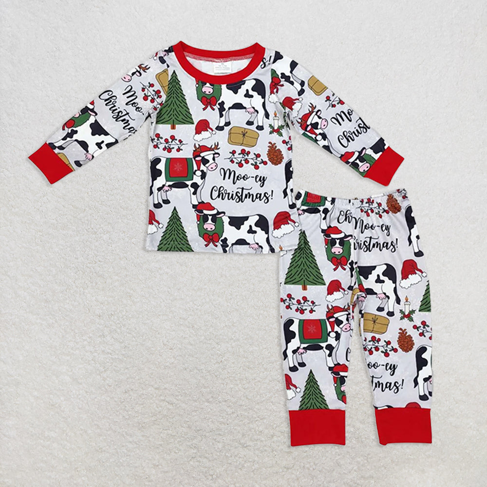 6.18 RTS NO MOQ Baby Boys Sets BLP0513 Christmas Cows Top Pants Pajamas Outfits Sets