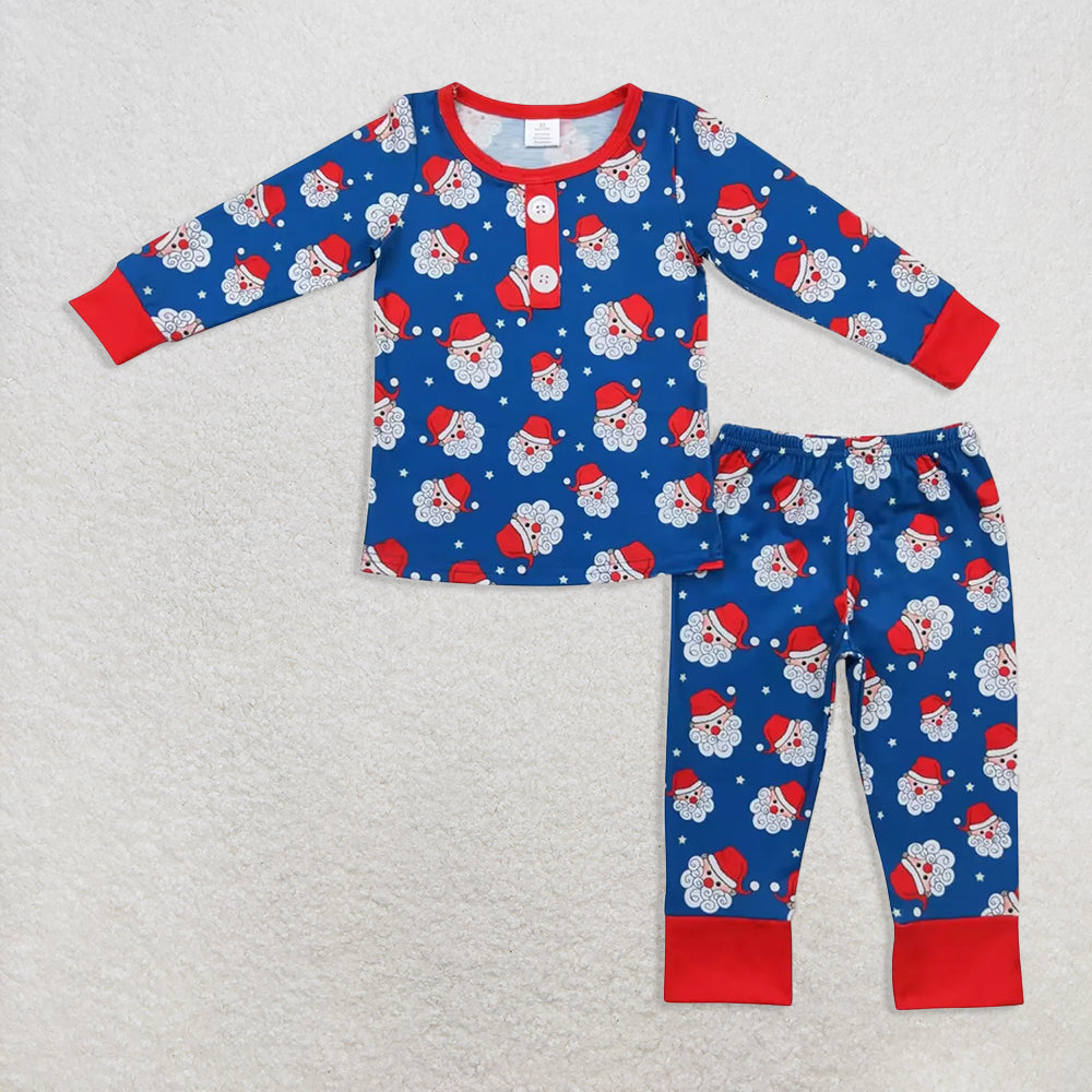 6.16 RTS NO MOQ Baby Boys Sets BLP0551 Christmas Santa Tops Pants Bamboo Pajamas Clothes Sets