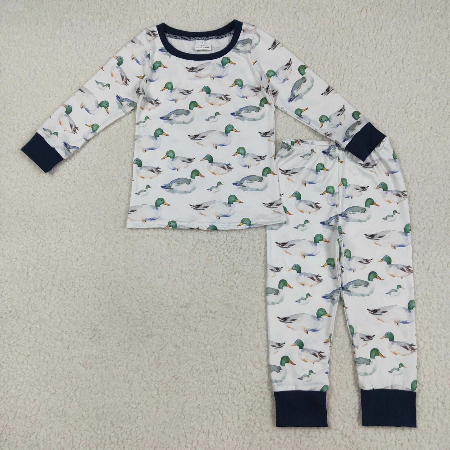 7.23 RTS NO MOQ Baby Boys Sets BLP1121 Long Sleeves Ducks Top Pant Farm Pajamas Sets